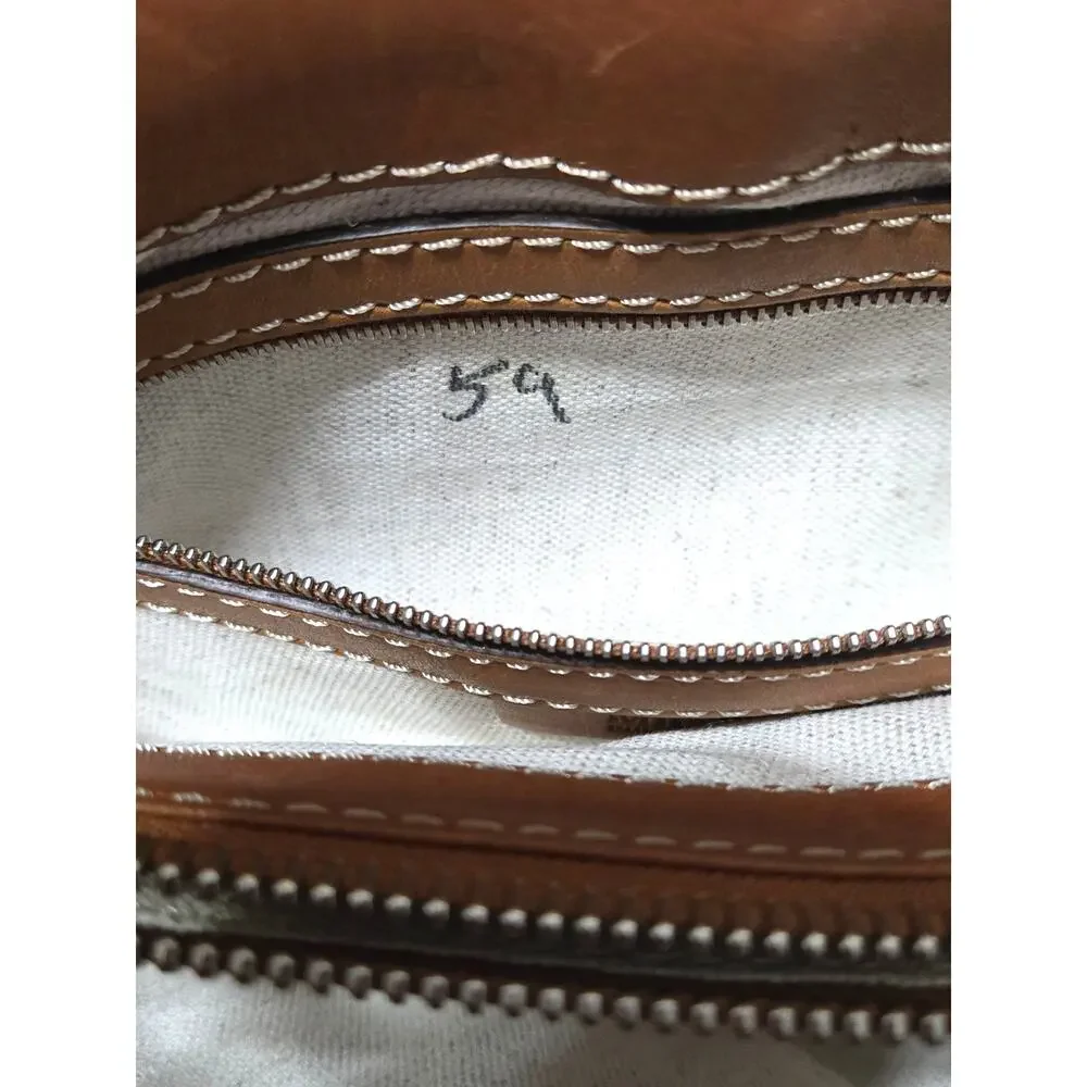 Michael Kors Vintage Astor Studded Leather Satchel Bag Cognac Tan Y2K